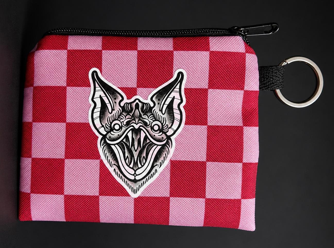 Pink Checkerboard Zip Wallet