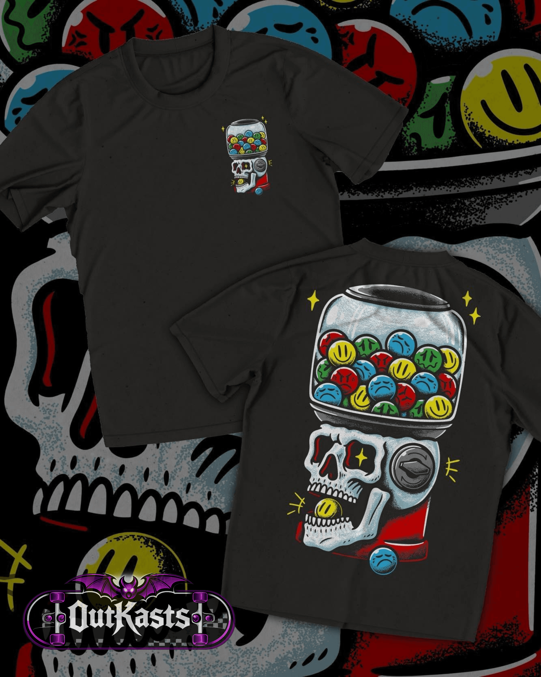 Skull Gumball Machine black T-Shirt kids