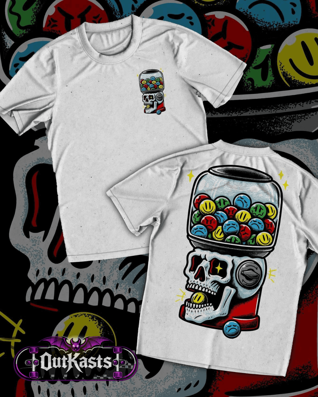 Skull Gumball Machine white T-Shirt adult